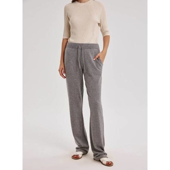 Nap Womens Size XL Pants Relaxed Wide Leg Fog Gray Yak Wool Pull On Drawstring - Picture 1 of 10